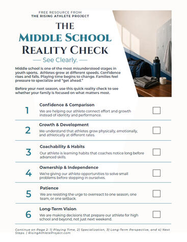 Middle School Reality Check The free Middle School Reality Check helps youth sports families see clearly.